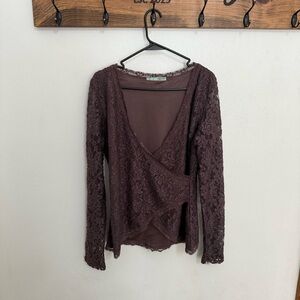 Maurices Mauve Lace Wrap Blouse